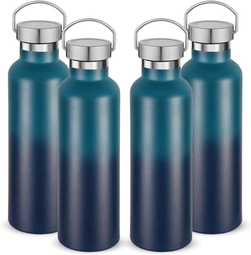 Miniatura 36 de Volhoply 24 onzas Botella de agua aislada con boca estándar con tapa de combinación de plástico y acero inoxidable, botellas de agua de 304 18/8