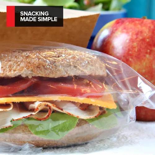 Miniatura 6 de Stock Your Home 200 bolsas de sándwich transparentes plegables, bolsas de plástico desechables a granel con cierre plegable para restaurantes