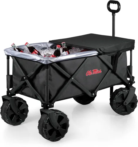 Miniatura 24 de PICNIC TIME NCAA Adventure Wagon Elite - Carro de playa plegable todo terreno con ruedas grandes, tapa superior de mesa y forro suave para enfriar