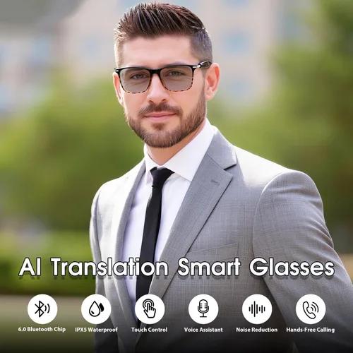 Miniatura 2 de Gafas Inteligentes AI para Hombres y Mujeres, Gafas de Traducción AI Fotocromáticas, Soporta 165+ Idiomas, Control Táctil y Resistente al Agua IPX5