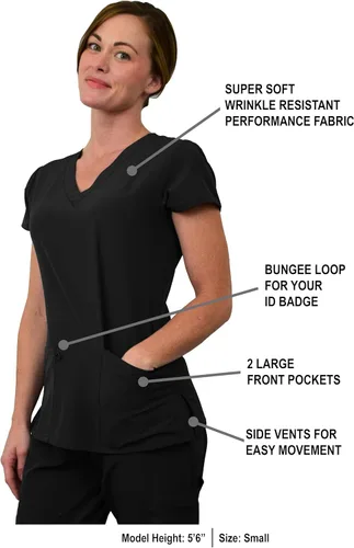 Miniatura 2 de Green Town Conjunto médico de enfermería GT 4FLEX para mujer, camiseta y pantalón, colores sólidos y estampados