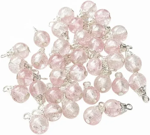 Miniatura 10 de 30pcs Handcrafted Crackle Glass Beads Drops w/Silver Wire & Bead Cap ~Jewelry Making~ (Army Green)