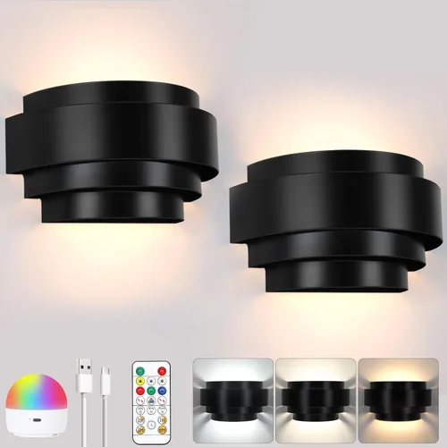 Miniatura 9 de Lightess Aplique de pared rosa que funciona con pilas para habitación de niñas, lámpara de pared LED regulable con forma de estrella, lámpara