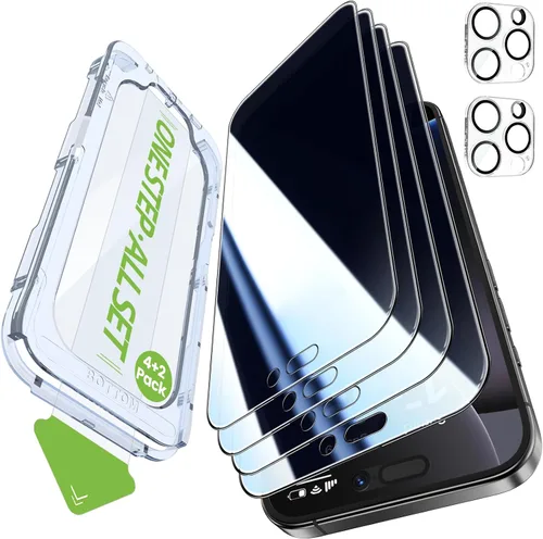 Miniatura 15 de iGluz Paquete de 4+2 protectores de pantalla de privacidad para iPhone 13 Pro Max con protector de lente de cámara de 6.7 pulgadas, 9H + vidrio