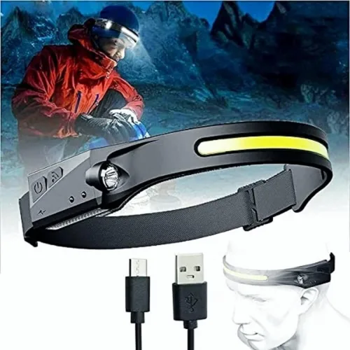 Miniatura 2 de Fay Bless USB tipo C recargable LED sensor faro con ángulo ajustable (HeadlampBand-JP-Negro 2PCS)