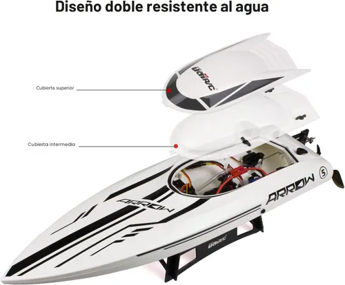 Miniatura 2 de Cheerwing 25" RC sin escobillas 30 MPH barco de alta velocidad grande de carreras con control remoto para adultos Blanquecino+negro