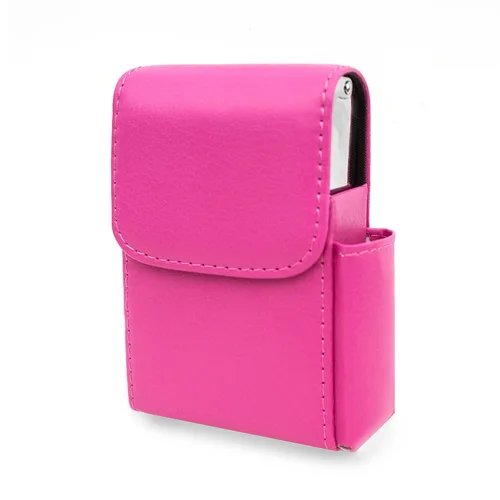 Miniatura 10 de Boshiho Caja de cigarrillos de cuero PU con encendedor titular bolsa de tabaco el mejor regalo para hombres mujeres (negro)