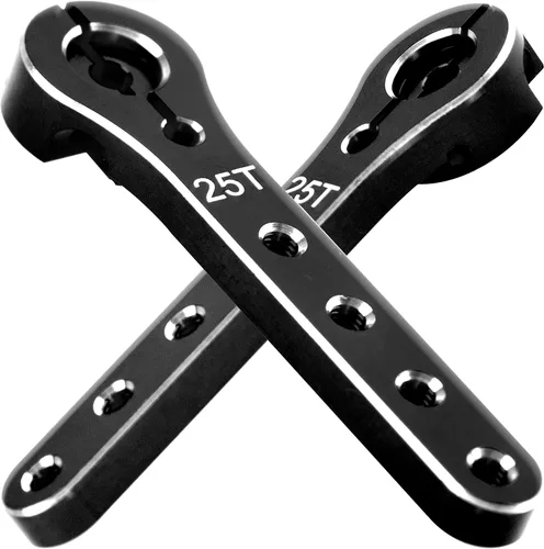 Miniatura 3 de ShareGoo 25T Servo Horn 2.205 in Metal 25 Dientes Extensión Servo Brazo de Dirección Compatible con 30-100CC Balsa Aviones RC Avión Helicóptero Negro