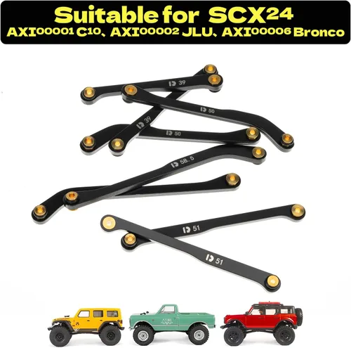 Miniatura 4 de High Clearance - Juego de 4 eslabones para SCX24 C10, Juego de eslabones de acero, piezas de actualización para SCX24 Bronco, C10, Wrangler JLU