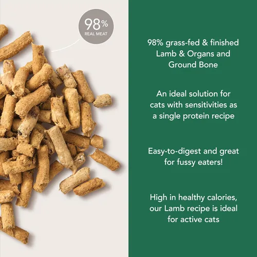 Miniatura 4 de Alimento para gatos seco de alta proteína de Feline Natural, dieta liofilizada con 98% carne, órganos y mariscos, sin guisantes, granos o aditivos