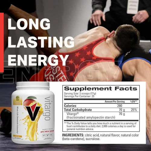 Miniatura 6 de Vitargo Polvo de carbohidratos, reposición de glucógeno muscular 2 veces más rápida, ponche de frutas de 1.7 libras, Pre, Intra y Post, polvo