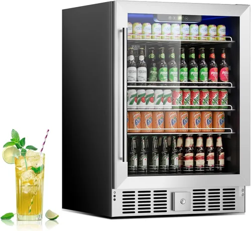 Miniatura 12 de DOGHLY Refrigerador de bebidas, mini refrigerador para 24 latas, puerta sólida para bebidas, refrescos, cerveza o vino, refrigerador pequeño