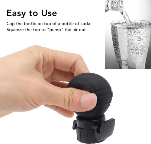 Miniatura 3 de Tapa de botella de soda, silicona a prueba de fugas, tapa de bomba de aire carbonatada, tapa de tapón para mantener la bebida fresca (negro)