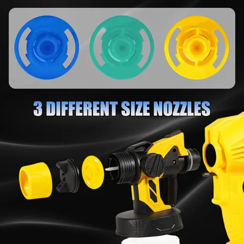 Miniatura 4 de Pulverizador de pintura inalámbrico para batería Dewalt de 20 V MAX, pistola de pintura de alto flujo de 33.8 fl oz con 3 boquillas de cobre y 3