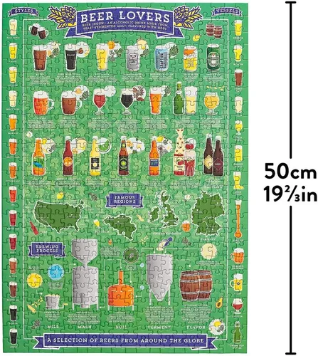 Miniatura 4 de Ridley's Rompecabezas de 500 piezas para amantes de la cerveza, rompecabezas de cerveza con imagen informativa, tubo de almacenamiento resistente