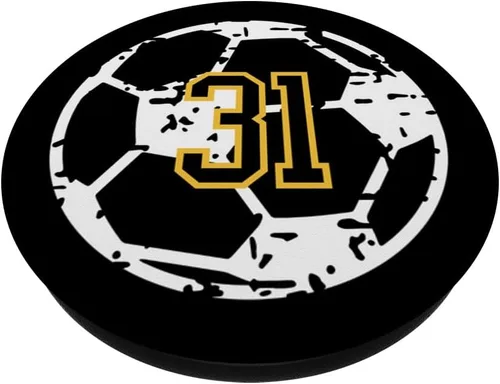 Miniatura 2 de Número #31 Jugador de fútbol amarillo negro número 31 PopSockets intercambiables PopGrip