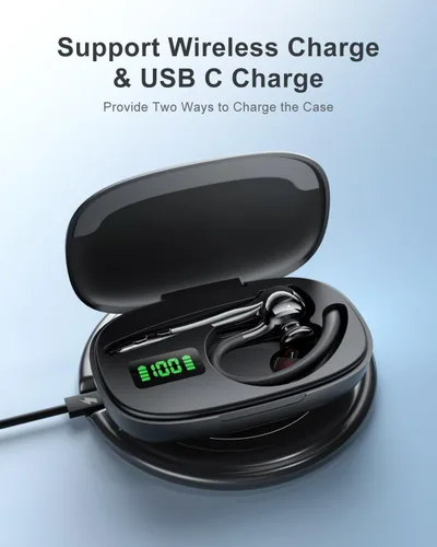 Miniatura 2 de Auriculares inalámbricos con Bluetooth, auriculares de botón con cancelación de ruido, micrófono manos libres, tiempo de espera de 160H, auriculares