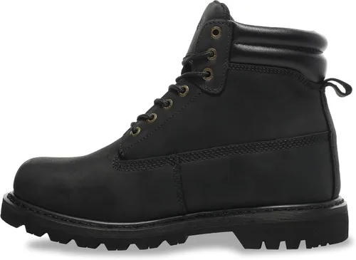 Miniatura 8 de Botas de trabajo para hombre, impermeables, con puntera suave, antideslizantes, cómodas, botas de trabajo de cuero Negro