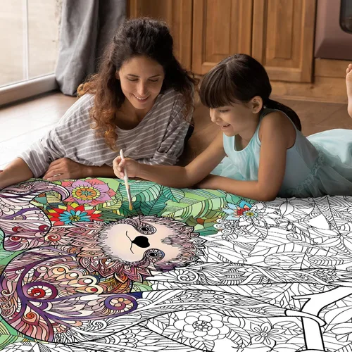 Miniatura 4 de Póster gigante de mandala para colorear para niños y adultos, hojas de perezoso para colorear de 39.37 x 51.96 pulgadas, póster de mandala