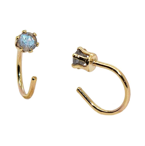 Miniatura 15 de Half Huggie Birthstone Gold Hoop Earrings for Women Tiny Cartilage Stud Piercing Earring Hypoallergenic Earring Screw Back Dainty Hug