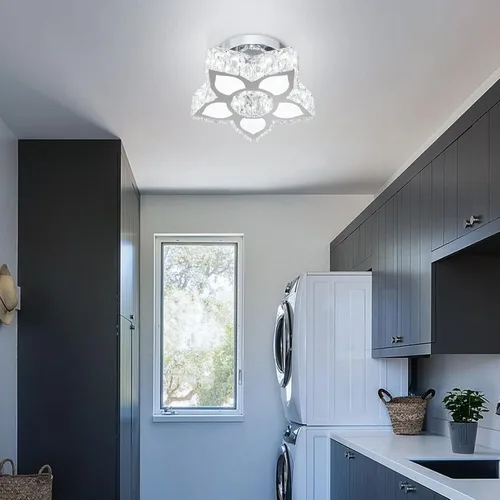 Miniatura 3 de FRIXCHUR Lámpara de Techo Moderna de Cristal Mini Lámpara de Araña LED Pequeña Lámpara de Araña de Flores para Sala de Estar Dormitorio Comedor