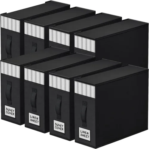 Miniatura 11 de StorageTastic Paquete de 4 Organizadores de Armario para Sábanas y Almacenamiento, Contenedores de Almacenamiento Plegables Resistentes con Ventana
