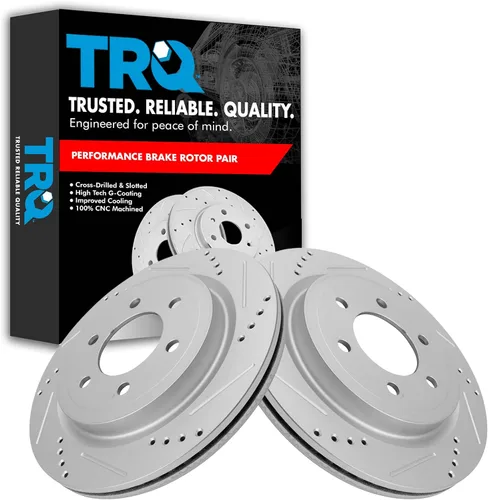 Miniatura 263 de TRQ Juego de rotores de freno de rendimiento trasero con revestimiento G premium compatible con Mazda 6 2014-2021