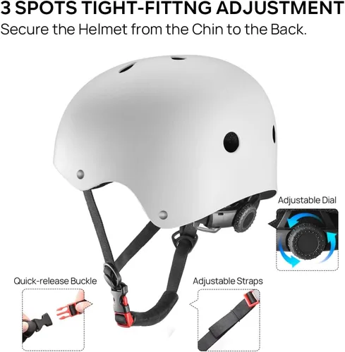Miniatura 4 de Casco para Monopatín JBM - Casco Ligero, Ajustable y Ventilado para Patinete, Patines, Patinaje en Línea