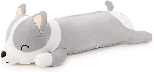 Peluche largo de Corgi de peluche, lindo muñeco de Corgi suave para niños, juguete de peluche para niños y niñas (gris, 60cm/23.6in)