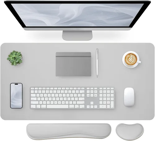 Miniatura 8 de Bloss Almohadilla de escritorio de cuero y reposamuñecas para teclado, alfombrilla grande para mouse + almohadilla para teclado + soporte de muñeca
