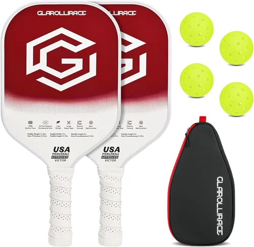 Juego de 2 palas de pickleball | 4 raquetas de pickleball, juego de pickleball aprobado por USAPA, superficie de fibra de vidrio | fibra de carbono