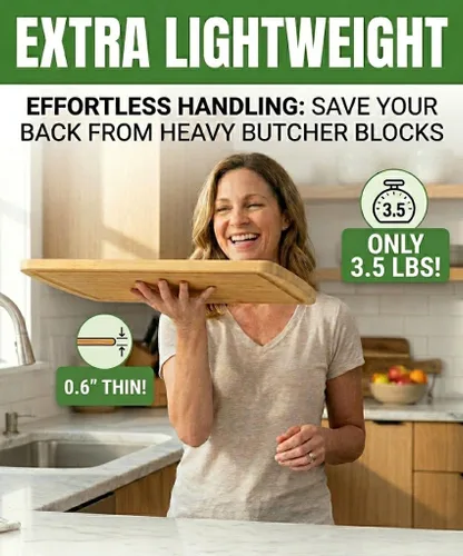 Miniatura 5 de Tabla de cortar de bambú orgánico extra grande de 18 pulgadas con reemplazos de por vida, tabla de cortar de madera no tóxica con ranura para jugo