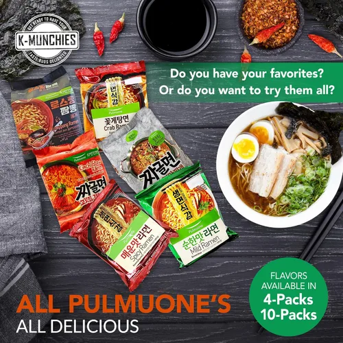 Miniatura 7 de Pulmuone - Fideos coreanos Ramyun no fritos, paquete de 4 fideos instantáneos coreanos sabor a estofado de kimchi, fácil de cocinar, auténtico ramen
