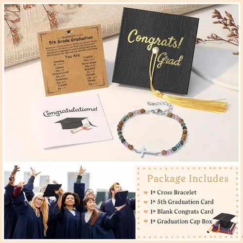 Miniatura 6 de TONY & SANDY Regalos de graduación para ella 2026, decoraciones de graduación, pulseras de cruz para mujeres y niñas, graduados universitarios