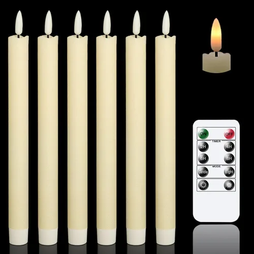 Miniatura 13 de GenSwin Velas cónicas blancas sin llama parpadeantes con control remoto de 10 teclas, funciona con pilas, velas LED cálidas con mecha 3D