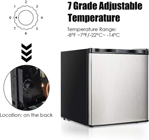 Miniatura 6 de COSTWAY Congelador vertical compacto de 1.1 pies cúbicos, tamaño mini con puerta reversible de acero inoxidable y estantes extraíbles ajustables