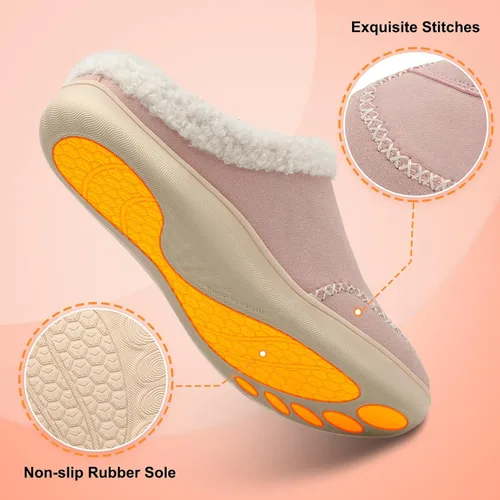 Miniatura 6 de LeIsfIt Pantuflas anchas para mujer, ajustables, para diabéticos, cálidas, acogedoras, antideslizantes, de espuma viscoelástica, para invierno