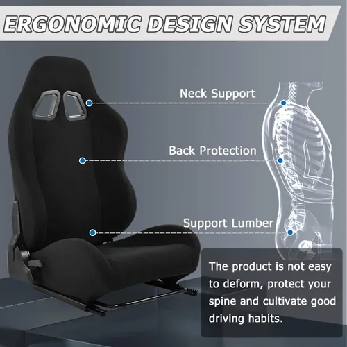 Miniatura 2 de Minneer Asiento de carreras de doble bloqueo deslizante de carga de 300 libras, ángulo ajustable, cómodo, ergonómico, asiento grande y alto, silla