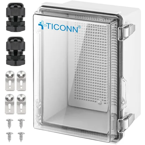 Miniatura 16 de TICONN - Caja de conexiones eléctricas impermeable IP67 con carcasa de plástico ABS con tapa con bisagras con placa de montaje, soportes de pared