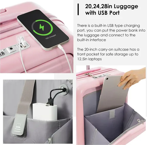 Miniatura 23 de Merax Juego de equipaje rígido ABS expandible de 3 piezas con rueda giratoria Maleta TSA Lock Suit Case, Negro -, Juego de 2 piezas, Equipaje