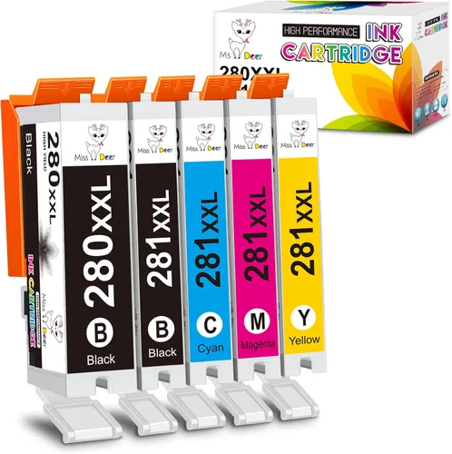 Miniatura 10 de Miss Deer CLI-281XXL Paquete de 6 colores de tinta compatible con cartuchos de tinta Canon 281, funciona para Canon Pixma TS6120 TS8120 TR7520