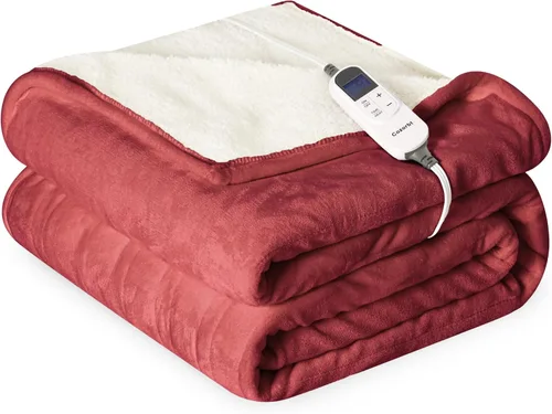 Miniatura 9 de Manta eléctrica térmica de 50"x60", manta de franela suave y sherpa reversible con 10 ajustes de calor, 12 configuraciones de temporizador y apagado