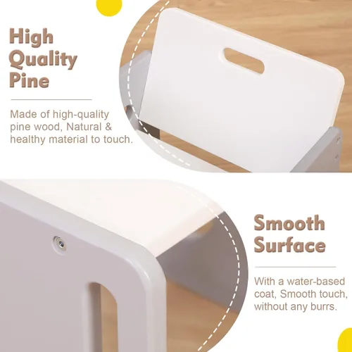 Miniatura 3 de FUNLIO Juego de mesa y silla ajustable para niños de 1 a 3 años, Juego de mesa y silla de madera maciza Montessori de calidad, Juego de mesa y silla