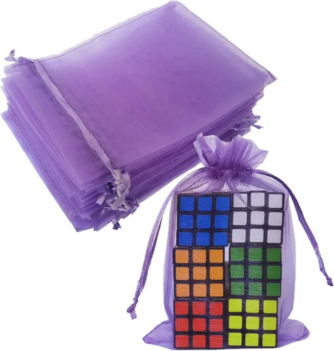 Miniatura 38 de Bolsas de regalo de organza de 4 x 6 pulgadas con cordón para joyas, dulces, paquetes de 50 bolsas de té de tela transparente azul aguamarina