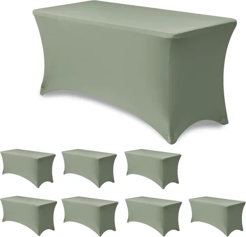 Miniatura 34 de Funda Elástica para Mesa para Mesas Rectangulares de 4 pies - Paquete de 8 Manteles de Spandex Azul Aguamarina con Elástico - Para Mesas Plegables
