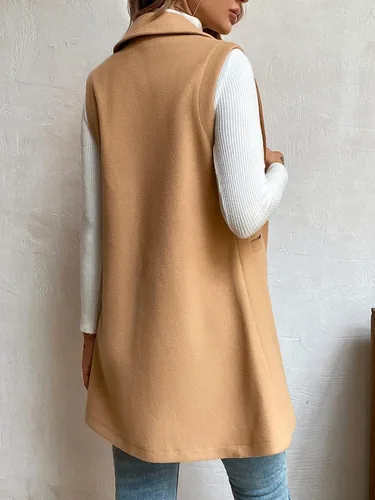 Miniatura 2 de SweatyRocks Chaqueta elegante sin mangas para mujer, chaleco con frente abierto, cárdigan largo