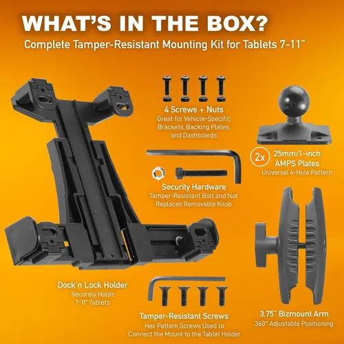 Miniatura 9 de iBOLT TabDock Dock'n Lock Bizmount - Soporte de base de taladro de bloqueo industrial resistente para todas las tabletas de 7 a 10 pulgadas