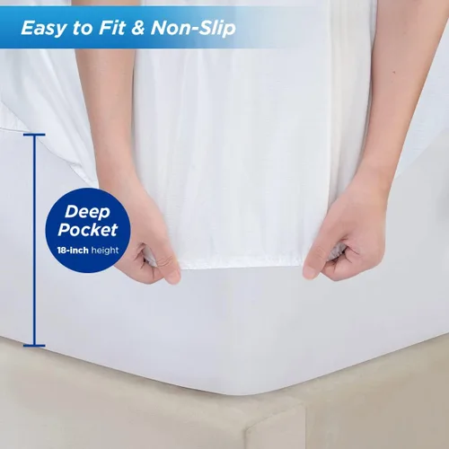 Miniatura 6 de Protector de colchón impermeable, tamaño Twin, funda de colchón de algodón de rizo transpirable con bolsillo profundo, estilo de sábana bajera