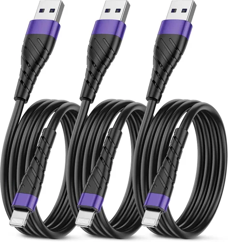 Miniatura 18 de Cable de carga corto con certificación MFi para iPhone, paquete de 3 unidades de 1 pie, 12 pulgadas para cable de carga Lightning, cable de datos