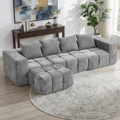 Miniatura 13 de Sofá biplaza modular sin huesos de 78.7 pulgadas, sofá de nube copetudo con asiento profundo, sofá de felpilla para sala de estar, sofá comprimido